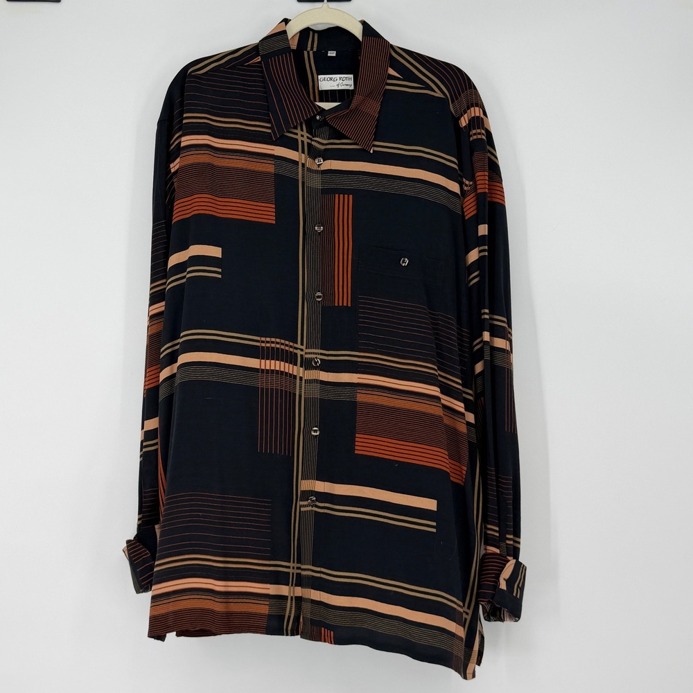 Georg Roth of Germany Abstract Stripe Button Up Shirt XXL 45/46 Contemporary